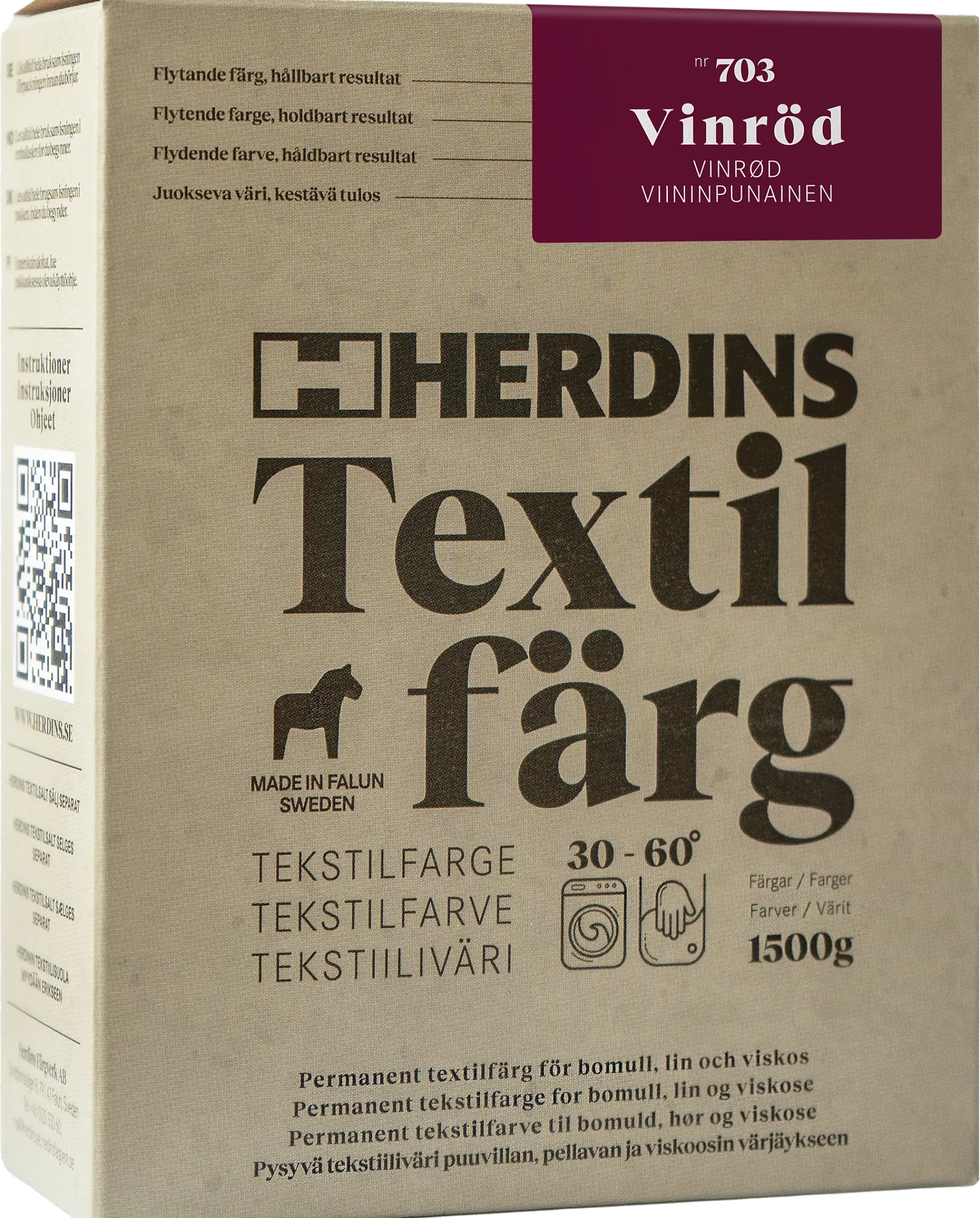 TEKSTILFARGE 703 VINRØD 100ML-Herdins Hot