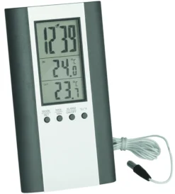 TERMOMETER INNE-UTE MIN-MAX MED VEKKEKLOKKE-Aanonsen