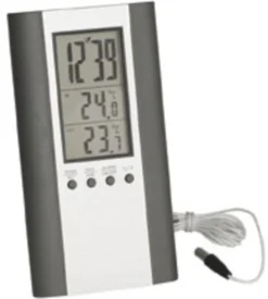 TERMOMETER INNE-UTE MIN-MAX MED VEKKEKLOKKE-Aanonsen