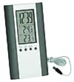 TERMOMETER INNE-UTE MIN-MAX MED VEKKEKLOKKE-Aanonsen
