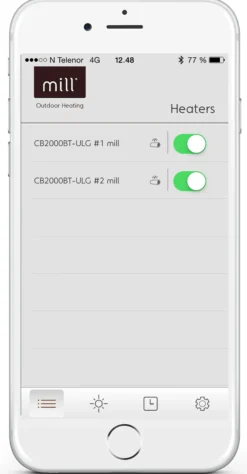 TERRASSEVARMER INFRARØD 2000W MED APP-Mill Hot