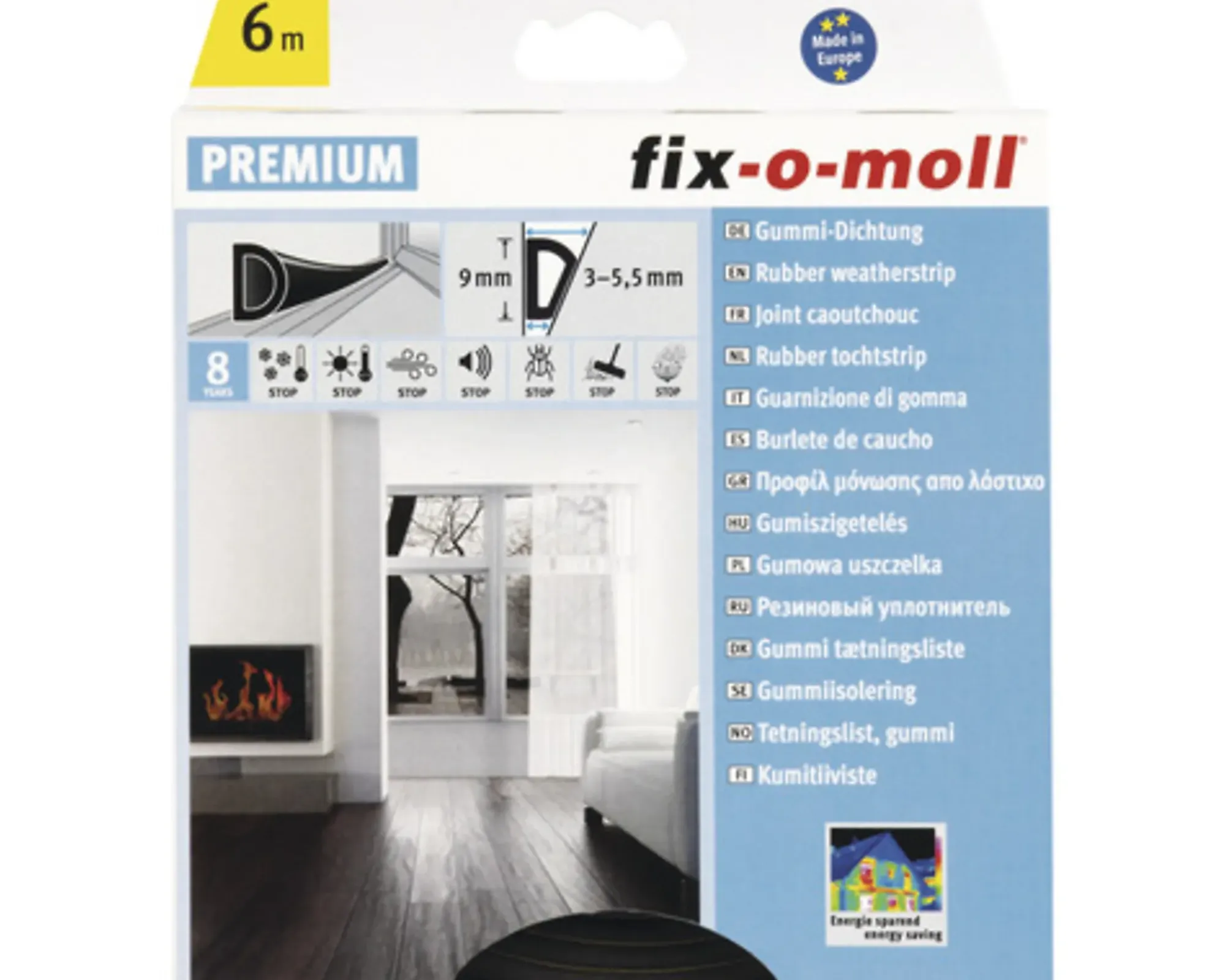 Tetningslist D 6m/9/6mm-Fix O Moll