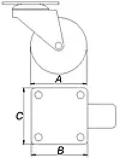 TRANSPORTHJUL MED PLATE Ø50MM-Pn Beslag Outlet