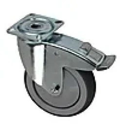 TRANSPORTHJUL Ø125MM M/PLATE OG BREMS-Pn Beslag