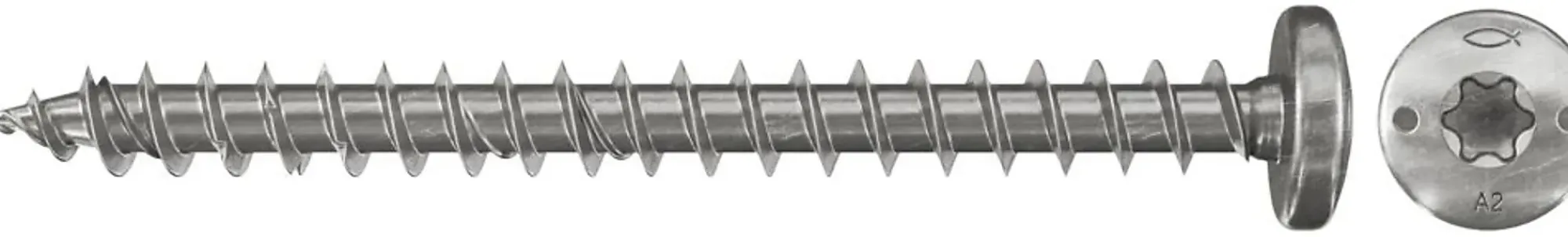Treskrue Panhode 5,0x50mm A2 Rustfritt-Fischer Sale