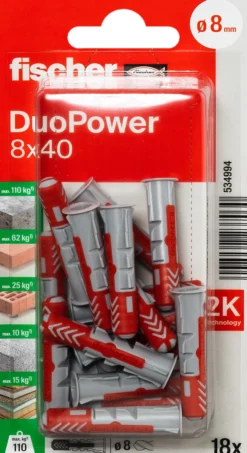 Universalplugg Duopower 8x40 BK 18stk-Fischer Clearance