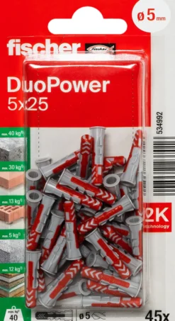 Universalplugg Duopower 5x25 BK 45stk-Fischer Best