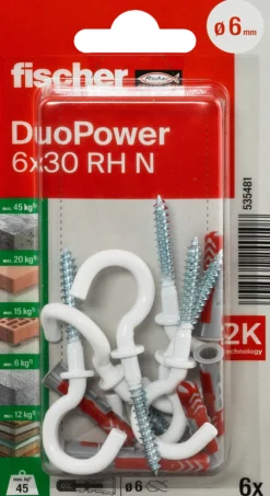 Universalplugg Duopower 6x30mm med krok 6 Stk-Fischer Discount