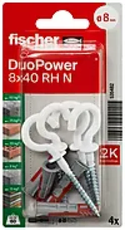 Universalplugg Duopower 8x40 RH N BK 4stk med krok-Fischer Clearance