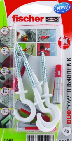 Universalplugg Duopower 8x40 RH N BK 4stk med krok-Fischer Clearance