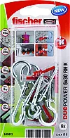 Universalplugg Duopower 6x30 RH BK 6stk med blank krok-Fischer