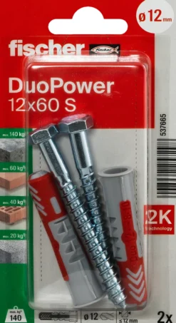 Universalplugg Duopower 12X60 S BK 2stk med sekskantskrue-Fischer Outlet