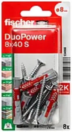 Universalplugg Duopower 8x40 S BK 8stk med skrue-Fischer Clearance