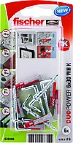 Universalplugg Duopower 6x30 WH BK 6stk med vinkelkrok-Fischer Hot