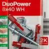 Universalplugg Duopower 8x40 wh BK 4stk med vinkelkrok-Fischer Discount