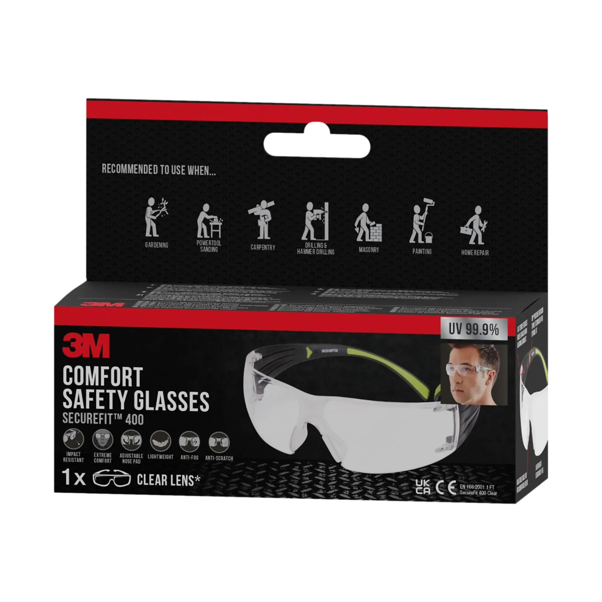 Vernebrille Securefit klar-3m Clearance