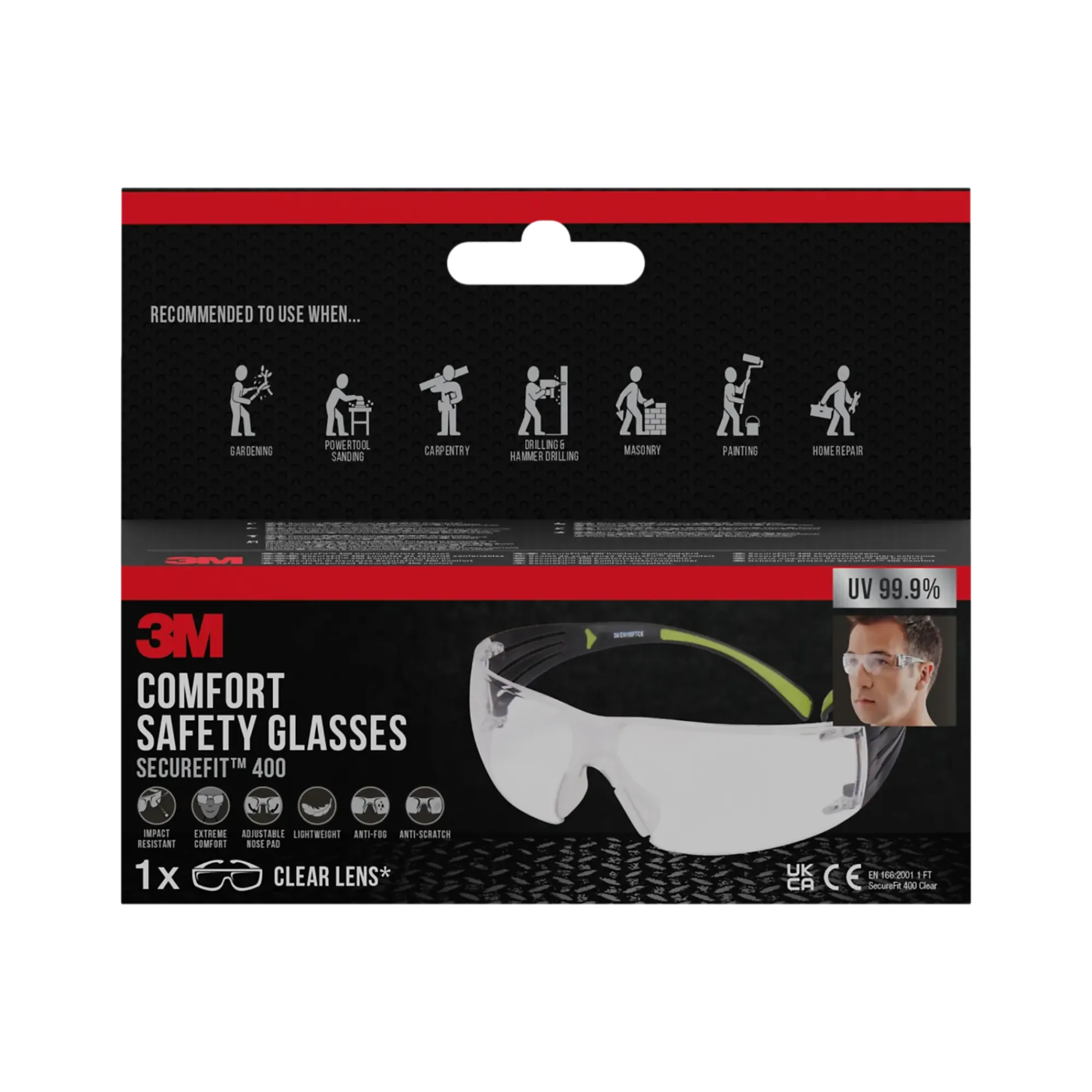 Vernebrille Securefit klar-3m Clearance