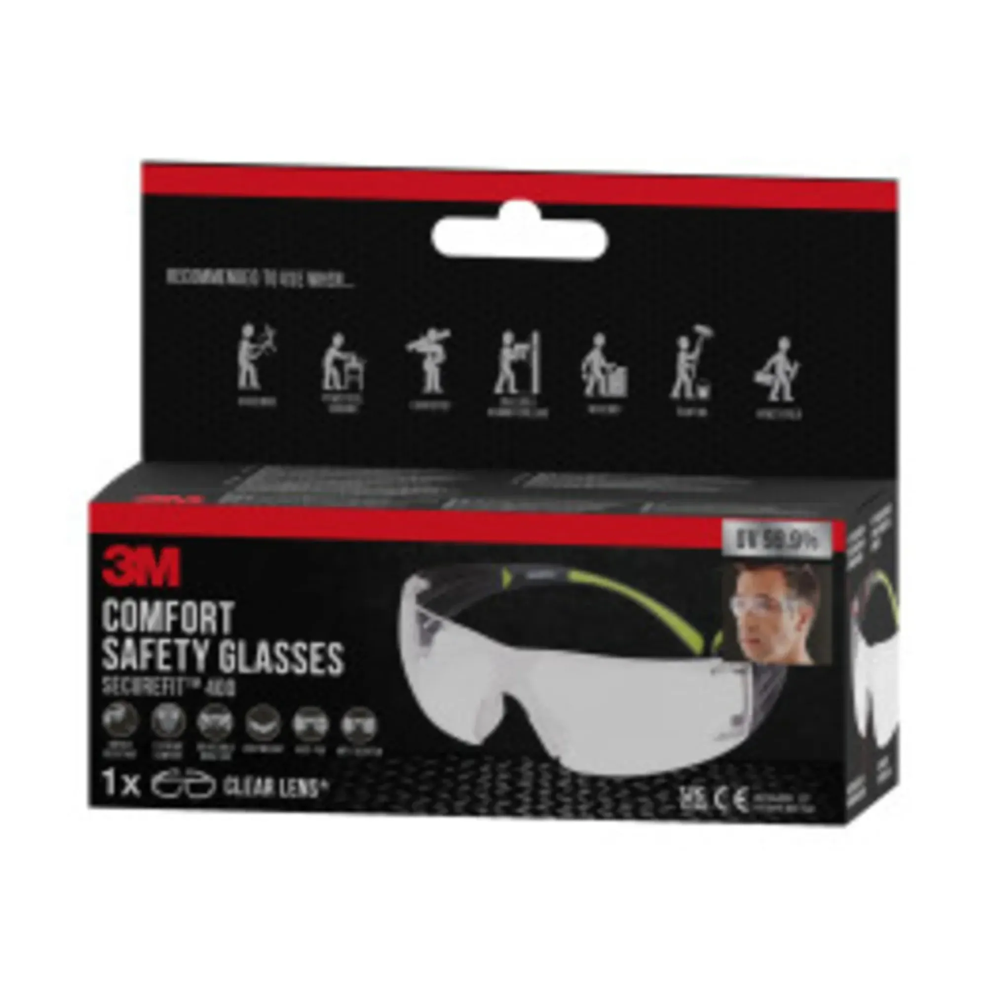 Vernebrille Securefit klar-3m Clearance