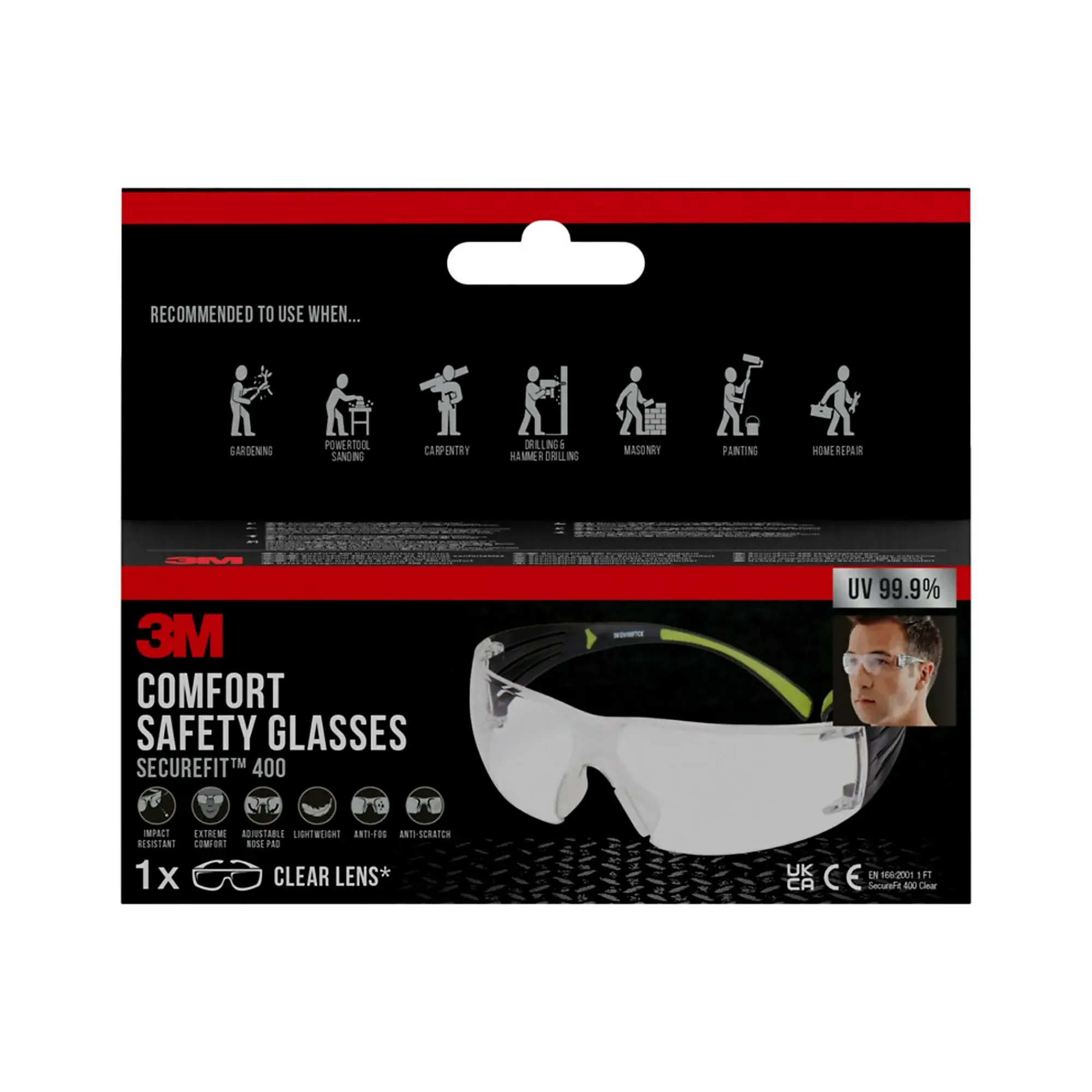 Vernebrille Securefit klar-3m Clearance