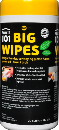 Wipes 101 rengjør hender, verktøy&glatte flater 80stk-Relekta101 New